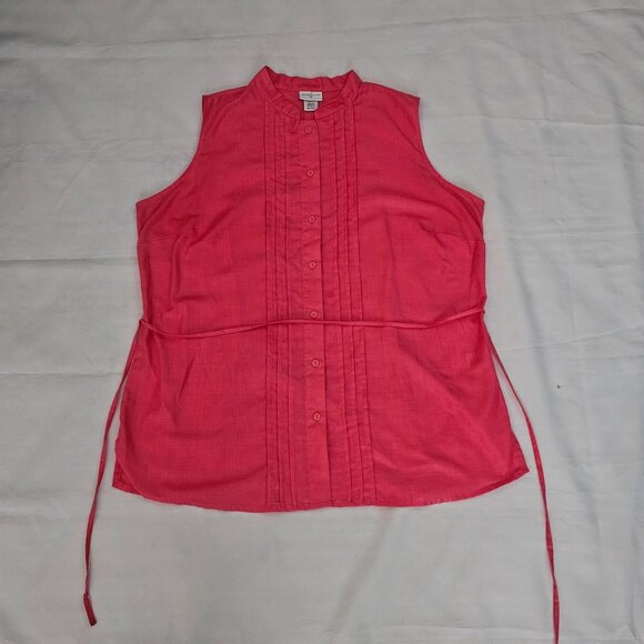 Jaclyn Smith Women's Pink Pintuck Button Front Sleeveless Blouse Size XL - Picture 4 of 11